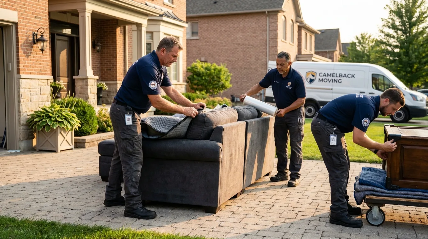 Large estate moving crew wrapping furniture in Suquamish, WA